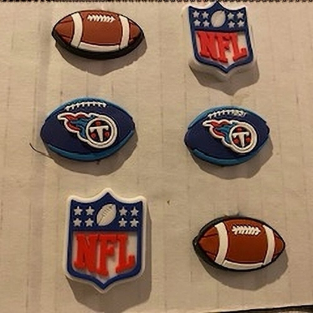 TENNESSEE TITANS NFL FOOTBALL SET OF 6 SHOE CHARMS FOR CROCS